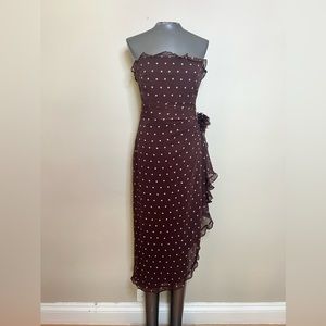 Kay Unger Size 6 but fits like Size 0/2 Brown strapless polka dot
